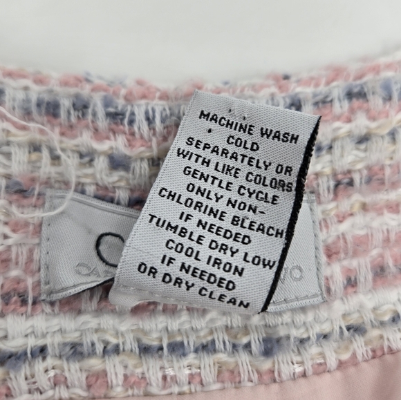 Carmen Marc Valvo Pink Stripped Tweed Blazer Size:12 - Picture 6 of 6